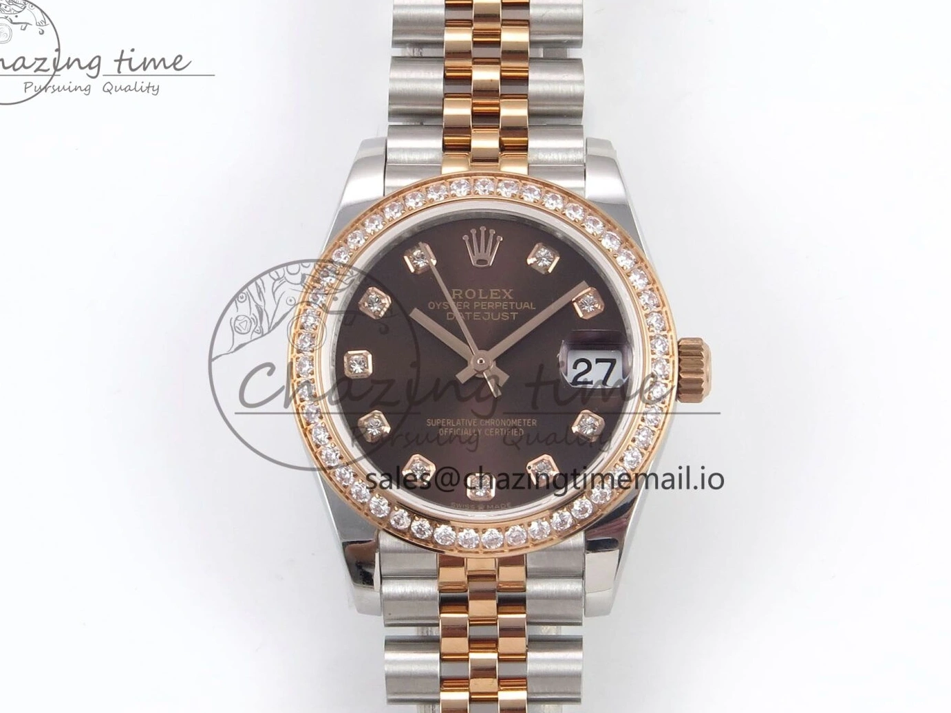 GMF Bracelet SS on Jubilee Dimonds 278381RBR Supportive 1:1 Best 1166 Edition Brown 31 A DateJust Steel 904L RG Dial 0121